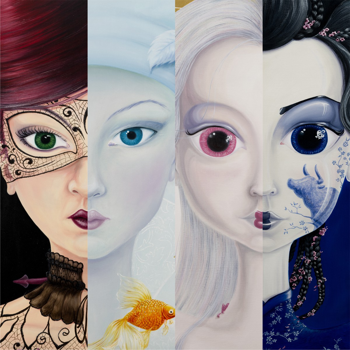 Collage van vier Ladies uit de tentoonstelling Meet the Ladies